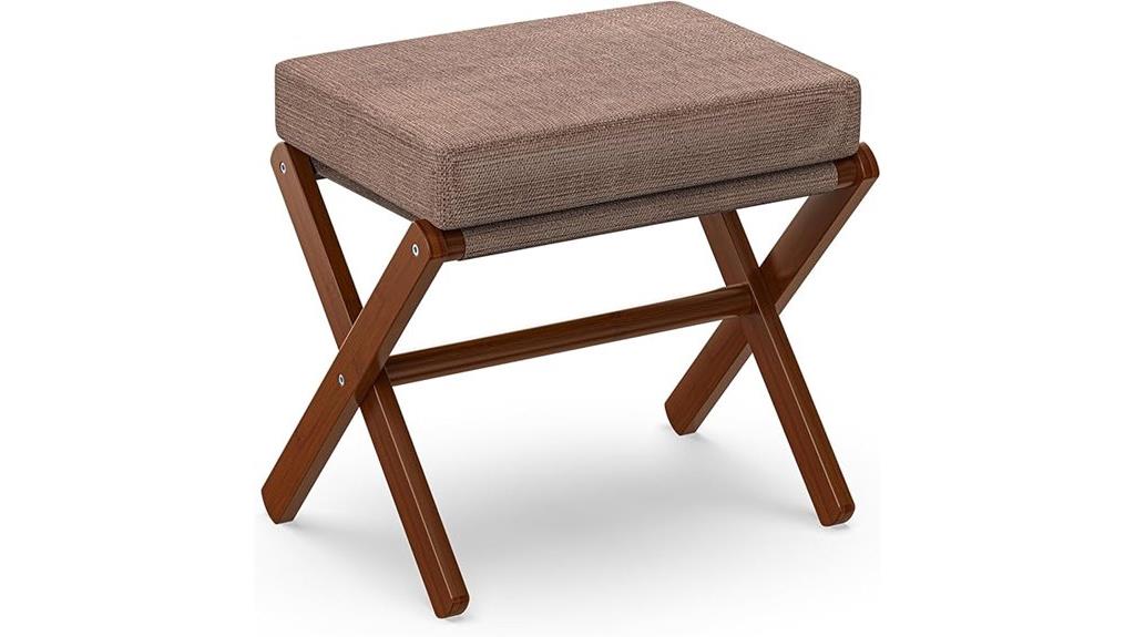 bamboo legged cushioned foot stool