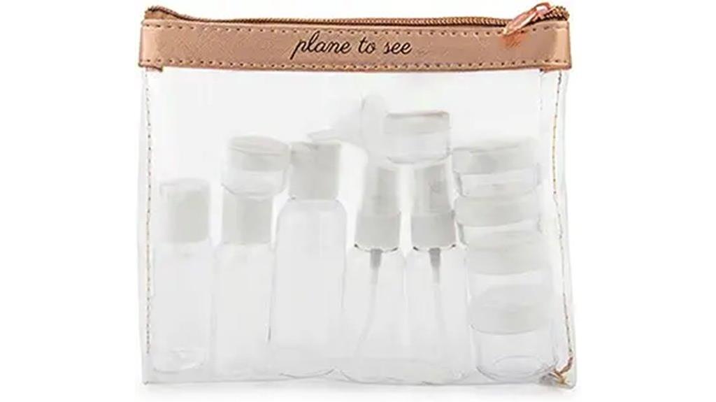 clear travel bottle kit