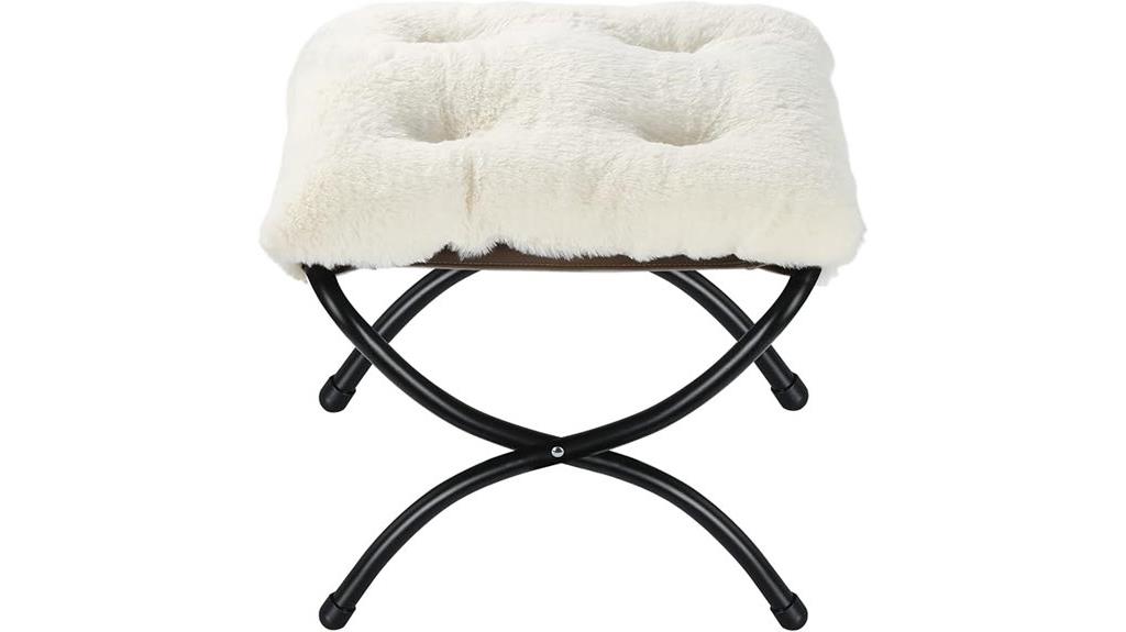 foldable faux fur ottoman