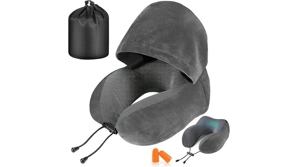 hooded memory foam travel pillow