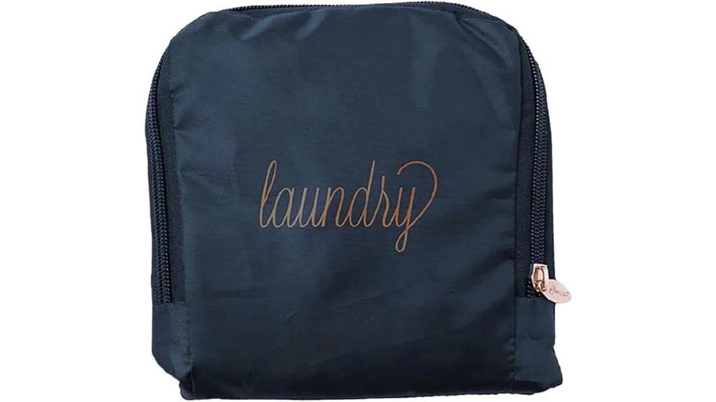 navy blue and gold laundry bag