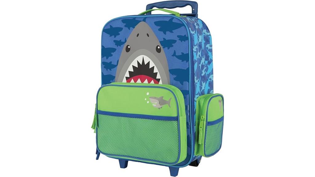 shark themed kids rolling luggage